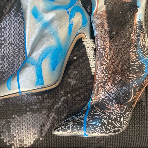 The Silver Baddie Over the Knee Boot Sz 11 - Picture 7 of 16